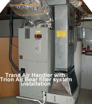 Trane air handler with trion air bear filter system installation