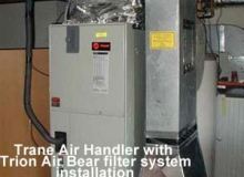 Trane air handler with trion air bear filter system installation